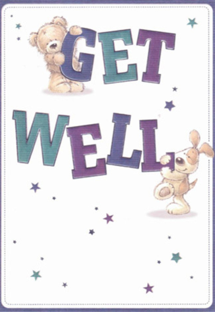This get well card is a joyful expression of encouragement, illustrated by the charming interplay between a fluffy bear and a lively puppy-two friends who seem to have wandered right out of a storybook picnic in Bounds Green's Finsbury Gardens. Surrounded by twinkling, blue-toned stars that evoke both night-sky wonder and small acts of kindness, the pair together present the message 'Get Well' in bold, freehand strokes of purple and aquamarine. The tactile appearance of their illustrated fur is so captivating-plush bear fluff and floppy canine ears offer comfort you can almost feel, bringing back memories of shared laughter and simple joys. The clean, luminous background makes every colour gleam with optimism; the whole design feels as fresh and uplifting as a hand-tied bouquet from the local flower shop, delivered with love and thoughtfulness from Bounds Green Flowers. Each visual detail-soft gradients, lively expressions, playful stars-comes together to form a sense of nurturing support. This is more than a card; it is a warm embrace of hope, perfect for offering a ray of light to friends or family nearby when recovery is needed the most.